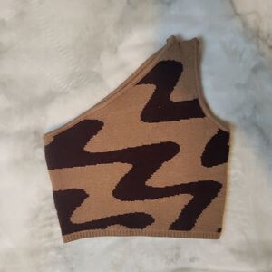 Papermoon Tan And Brown Knit Top
